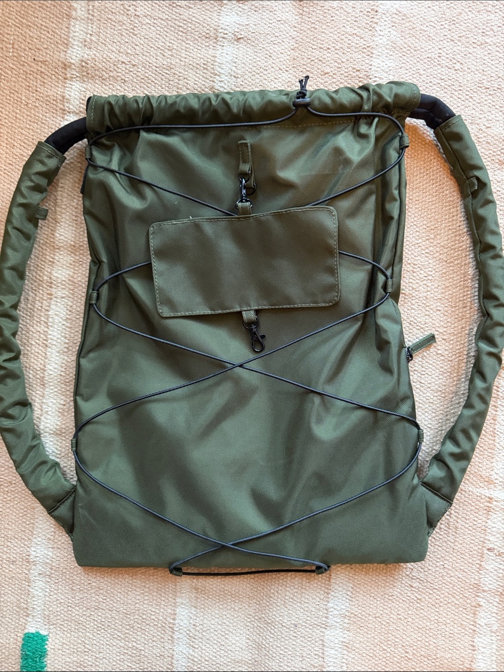 Olive Green Drawstring Backpack